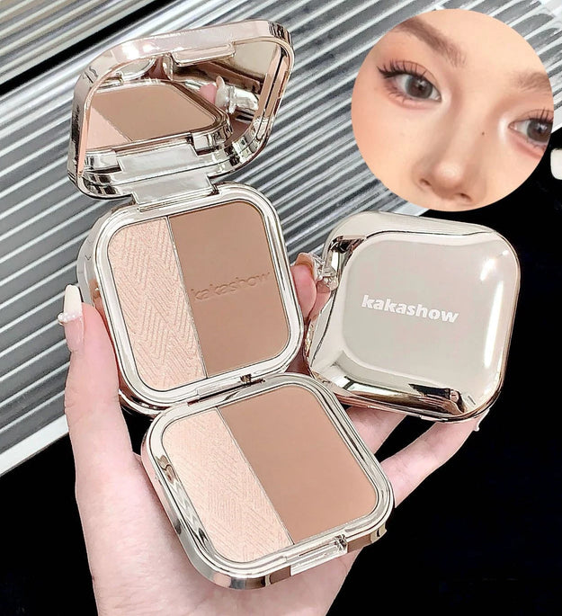 1Pc Shimmer Highlighter Bronzer Palette Matte Face Shading Grooming Powder Makeup Long-Lasting Face Contouring Bronzer Cosmetics