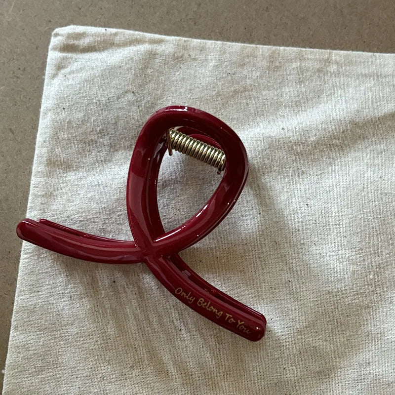 French Red Collection! Large Grip Letters Gold Label Back Head Updo Shark Clip Hair Accessories Headwear Hairpin Hair Claw