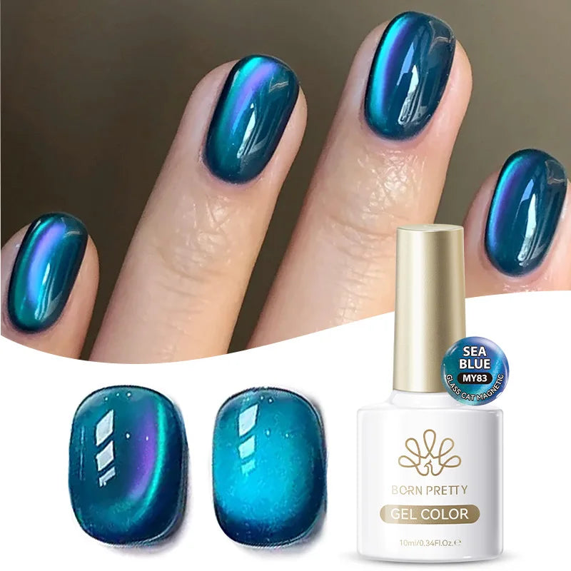 BORN PRETTY 10ml Dark Red Cat Magnetic Gel Nail Polish for Winter Nails DIY Jelly Glass Silver-Light Varnis Semi Permanent