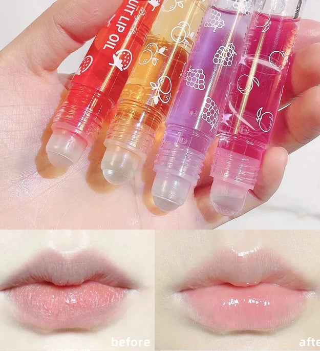 Hydrating Lip Oil Roller Gloss Moisturizing Nourishing Lip Balm Transparent Colorless Fruit Avocado Lip Care