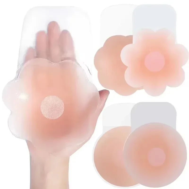 4PCS Women Lift Up Invisible Reusable Self Adhesive Silicone Breast Lift Tape Nipple Cover Chest Paste Push Up Party Dress Bras