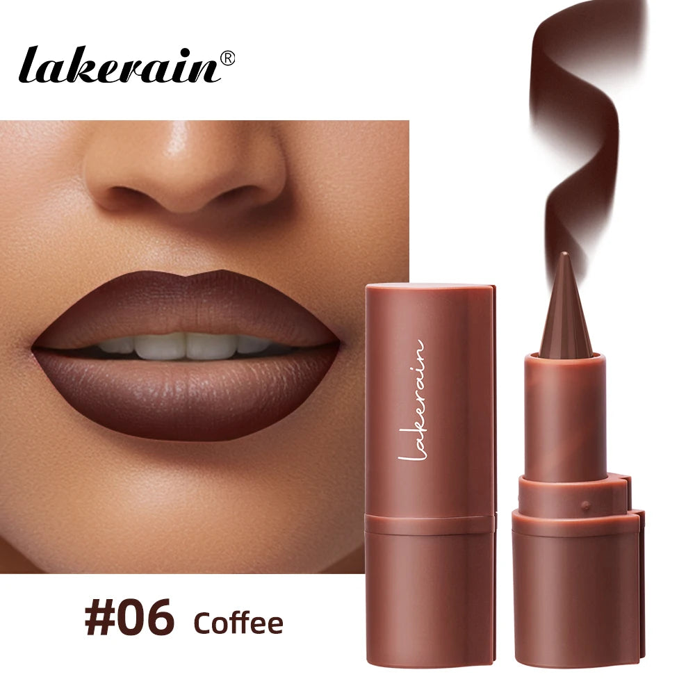 Lakerain Lip Liner Matte Black Brown Velvet Lipstick Waterproof Non Sticky Contouring Tint Lipliner Crayon Lip Makeup