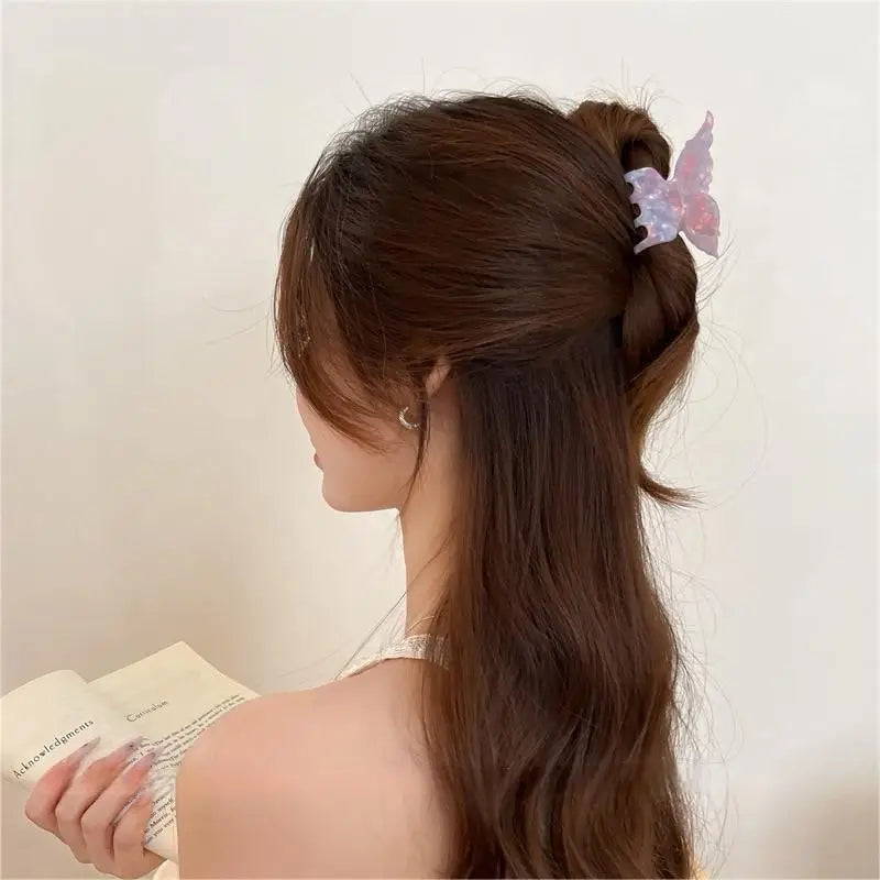 Super Fairy Three-Dimensional Butterfly Half-Tied Hair Back Of The Head Acetate Clip Hair Accessories For Women - BlissFully
