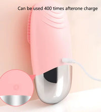 Square Electric Facial Cleansing Brush Silicone Rechargeable Introducer Beauty Device Ultrasonic Face Cleaning Massage Tool - BlissFully