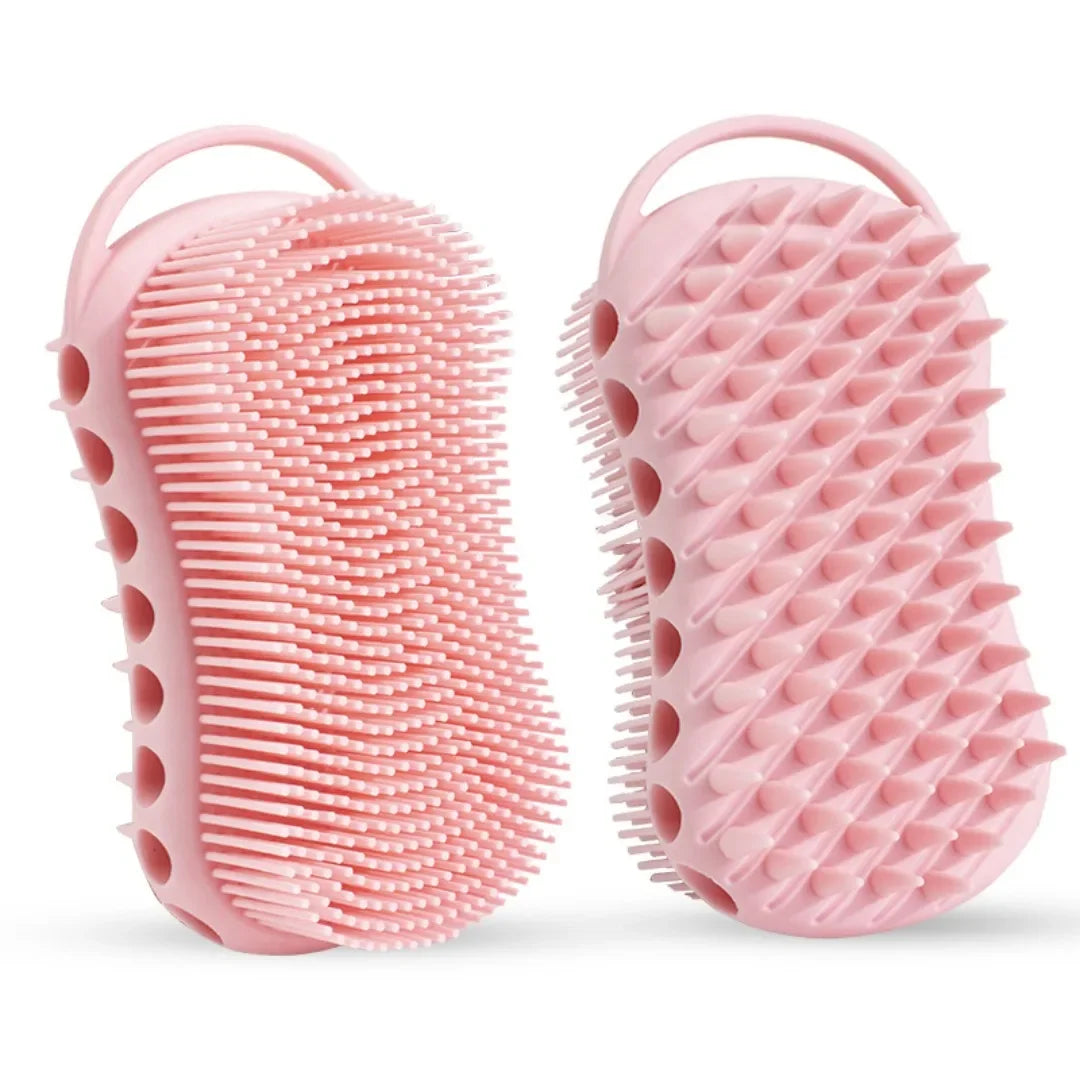 Soft Back Scrubber Brush Silicone Skin Massager Bath Shower Scrubbing Brush with Handle Body Wash Exfoliating Scrub Bath Supplie