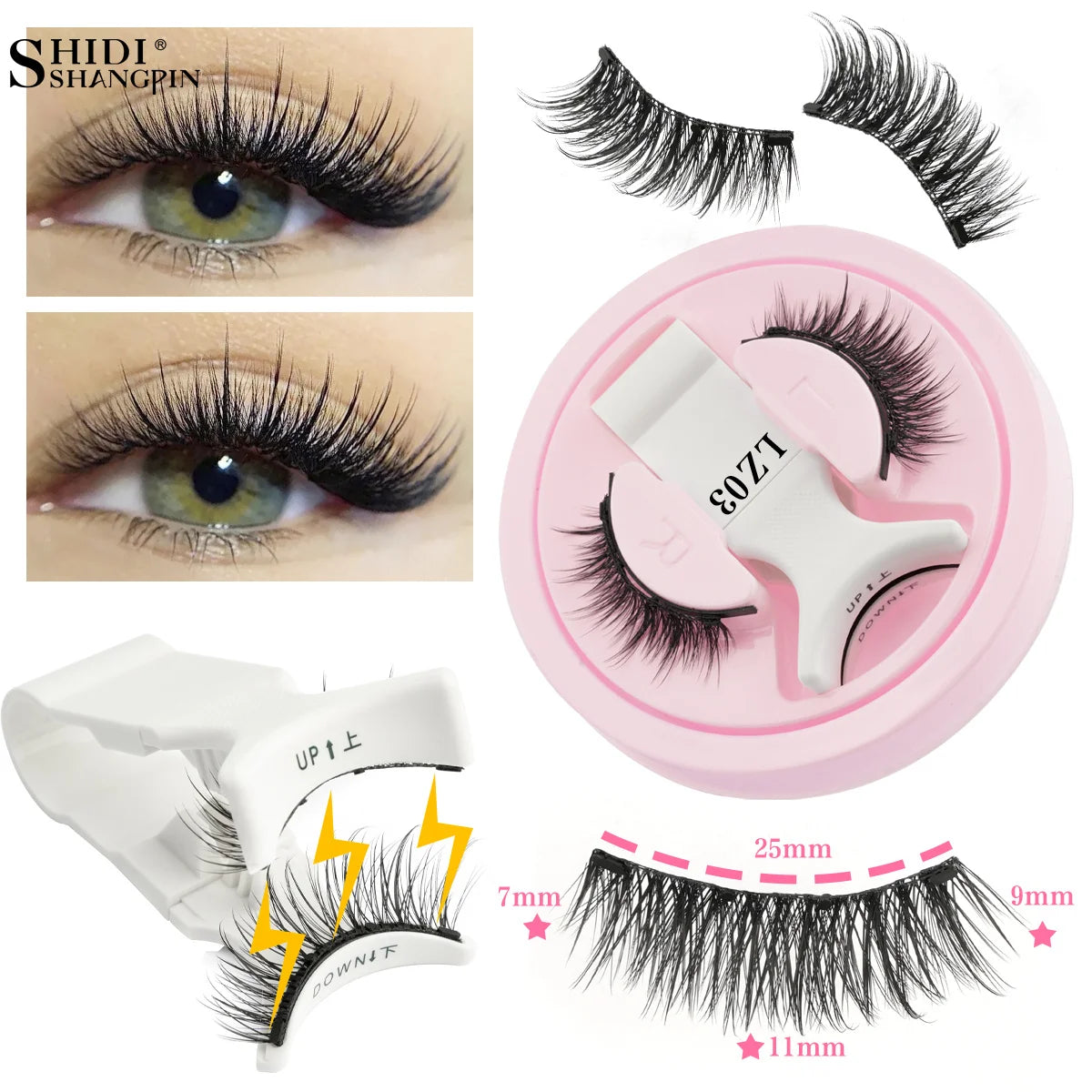 3D Fluffy Mink Magnetic Lashes Kit - 1 Pair Winged Anime Natural False Eyelash Extension No Glue Needed Magnet Band Makeup Tool