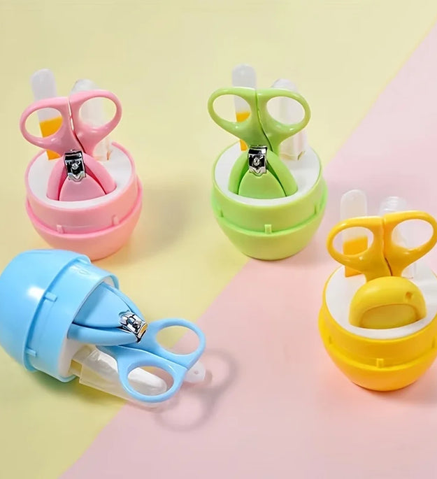 4pcs Infant Baby Clipper Nail Set, Baby Grooming Kit, 4-in-1 Baby Care Set, Baby Nail Clipper, Scissors, Nail File, Tweezer