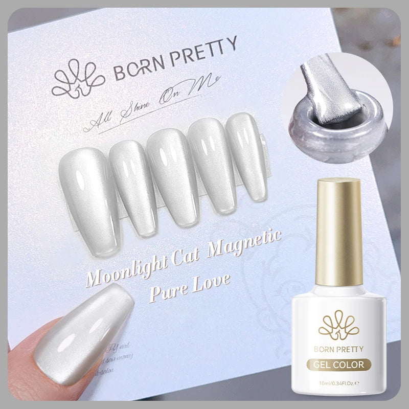 BORN PRETTY 10ml Dark Red Cat Magnetic Gel Nail Polish for Winter Nails DIY Jelly Glass Silver-Light Varnis Semi Permanent