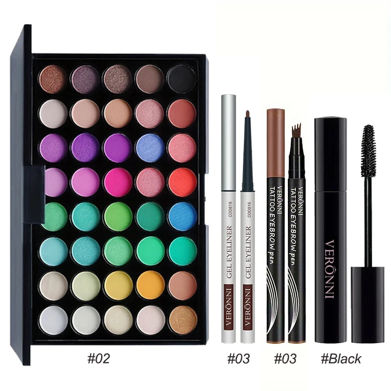 Eye Set with 40 Eyeshadows, Mascara, Eyeliner, And Eyebrow Pencil, Perfect for Mother'S Day Gifts,Christmas & Birthday Gift