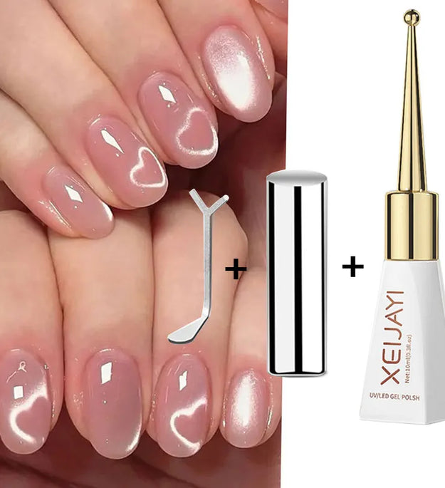 3pcs Pink Cat Eye Gel Nail Polish & Magnet Tools Set 1ja(0.34oz ) Magnetic Cats Eye Nail Gel UV Semi-permanent Varnish Nail Supp