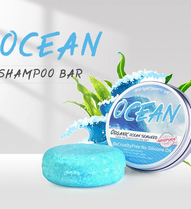 Fresh ocean fragrance shampoo soap, plant-based shampoo soap, sea salt soap, deep cleaning, oil removal, dandruff removal, smoot