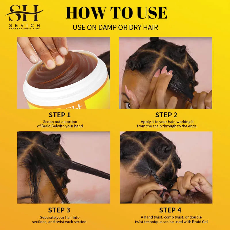 African Biotin Braid gel 100g Edges Control Twist Gel Tames Frizz & Edges Jojoba Oil Styling Braiding Gel Anti Hair Loss Wax，Loc
