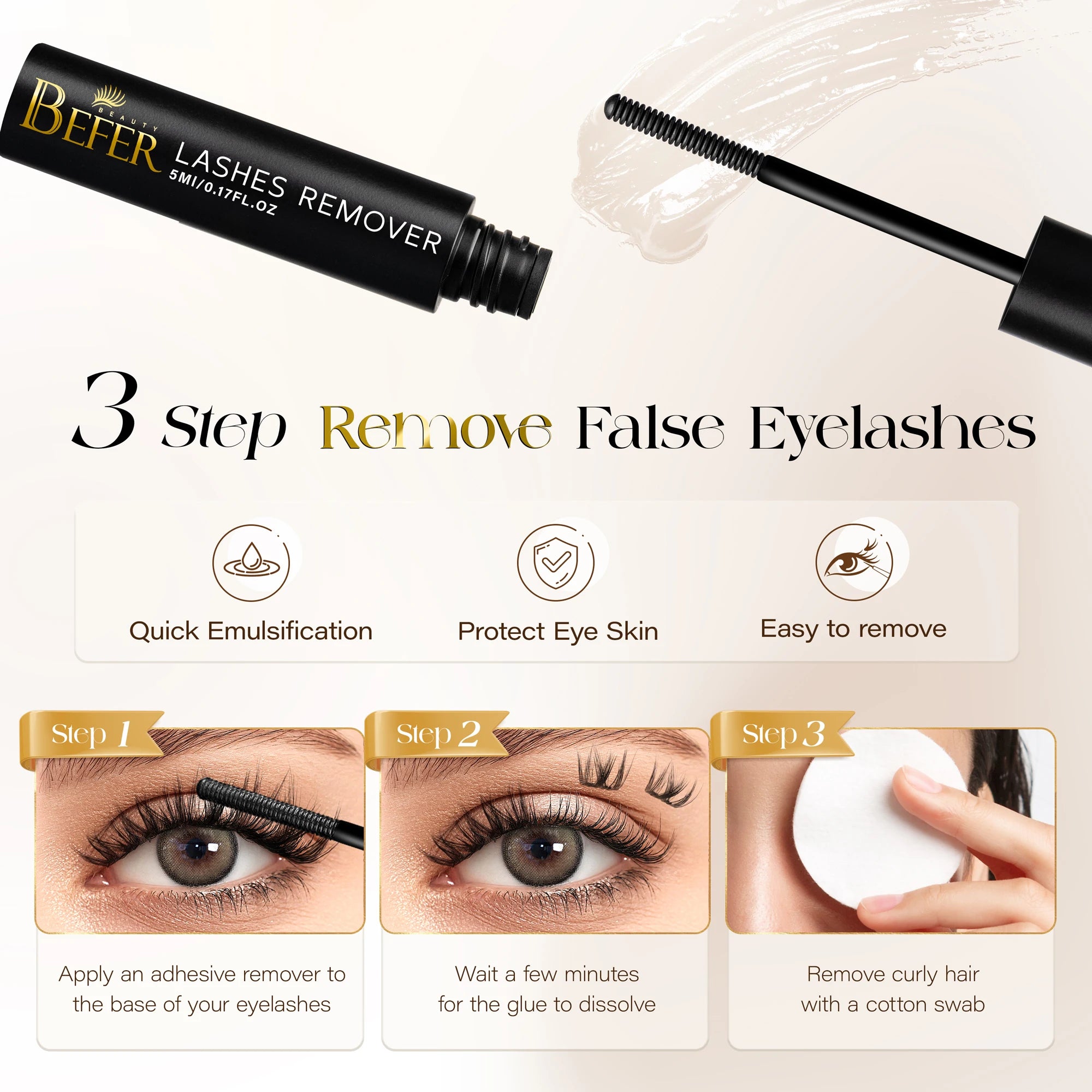 BEFER Glue For Eyelashes 2in1 Lash Bond And Seal Eyelash Glue+Eyelash Remover Waterproof Eyelashes Adhesives Strong Fixed Lash