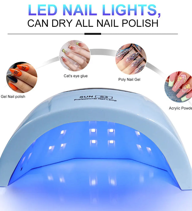 UV LED Nail Lamp Professional Gel Polishing Nail Light 24 LED Nail Art Quick Dryer for Nail Gel Curing Nail Salon Tool