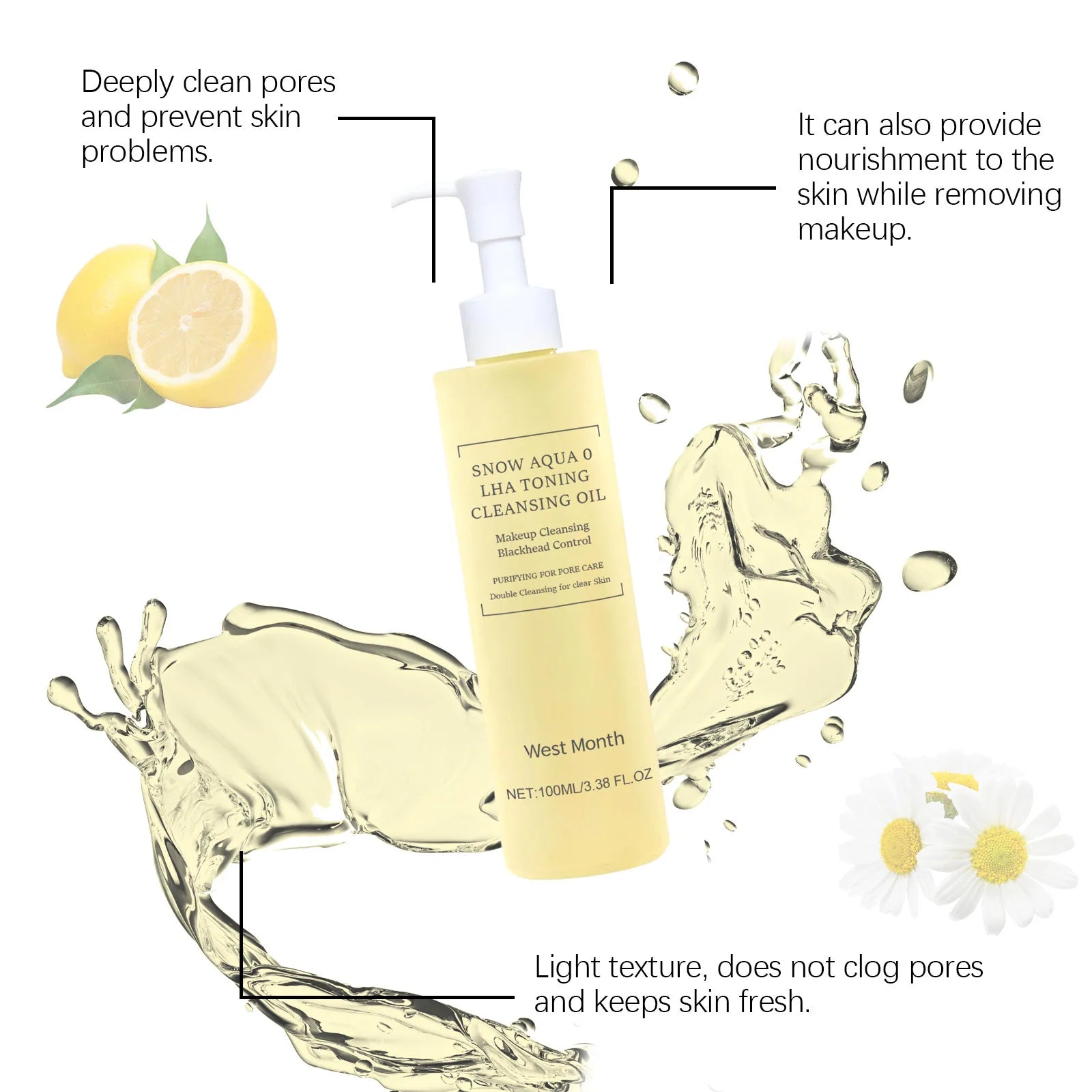 Facial Cleansing Oil Deeply Clean Pores Moisturizing Refresh Nourishing Gentle Toning Makeup Remover Liquid Sensitive Skin Care