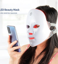 Wireless 7 Colors LED Face Beauty Machine Photon Facial Neck Skin Tighten Rejuvenation Facial Neck Mask - BlissFully