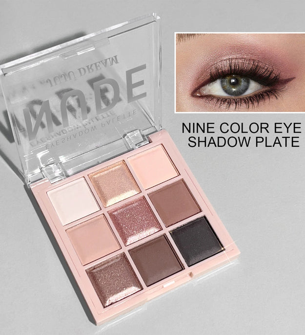 JUJU DREAM 9-Color Eyeshadow Palette, Matte & Shimmer Finish, Soft Milk Tea Tones, Compact & Easy for Daily Student Makeup