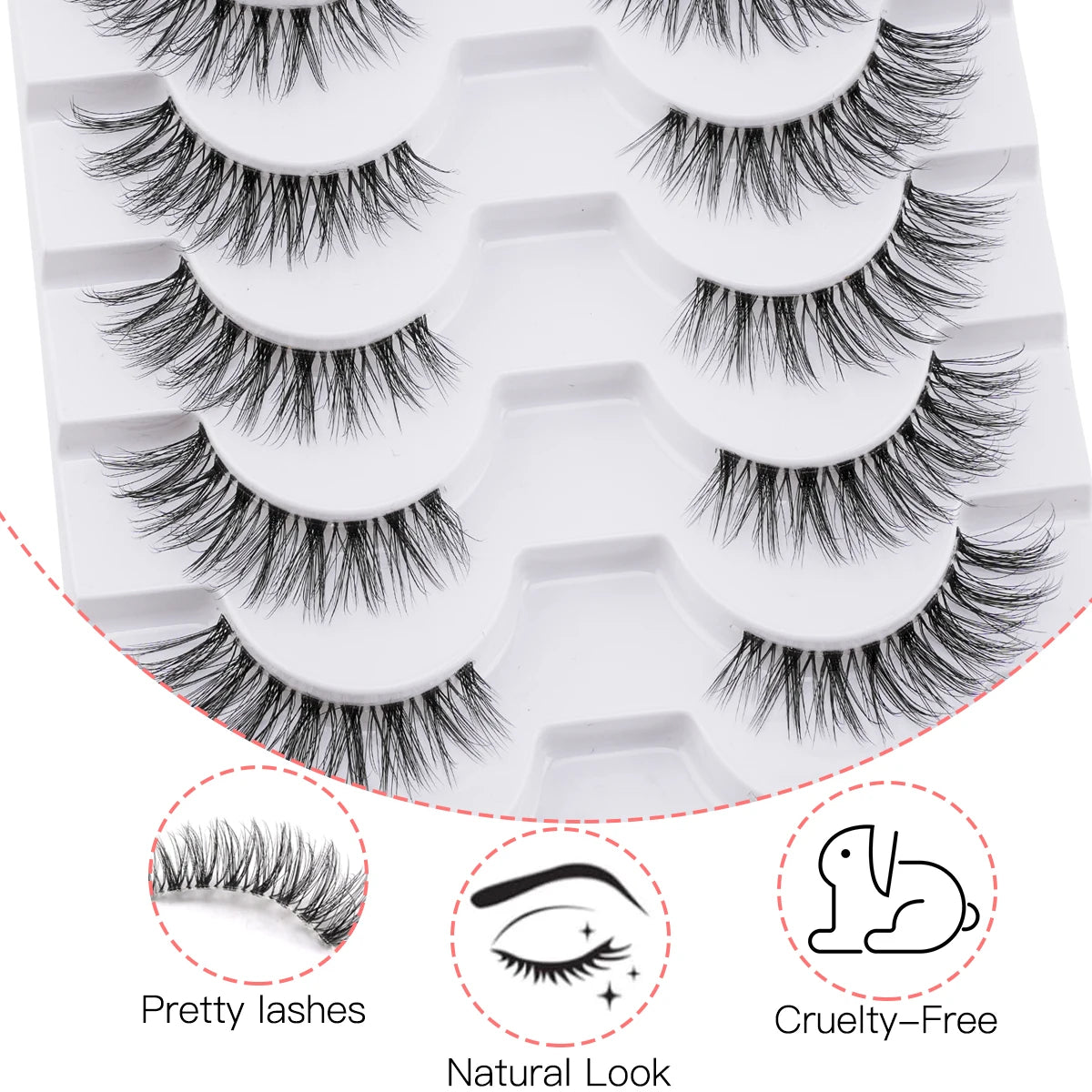 3/10 pairs Natural Lashes Mink Fluffy False Eyelashes Make up Tools Wispy Half Eyelashes 3D Cat Eye Eyelash Extensions Faux Cils