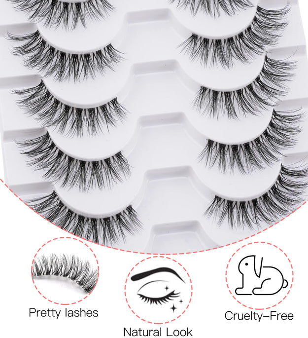 3/10 pairs Natural Lashes Mink Fluffy False Eyelashes Make up Tools Wispy Half Eyelashes 3D Cat Eye Eyelash Extensions Faux Cils