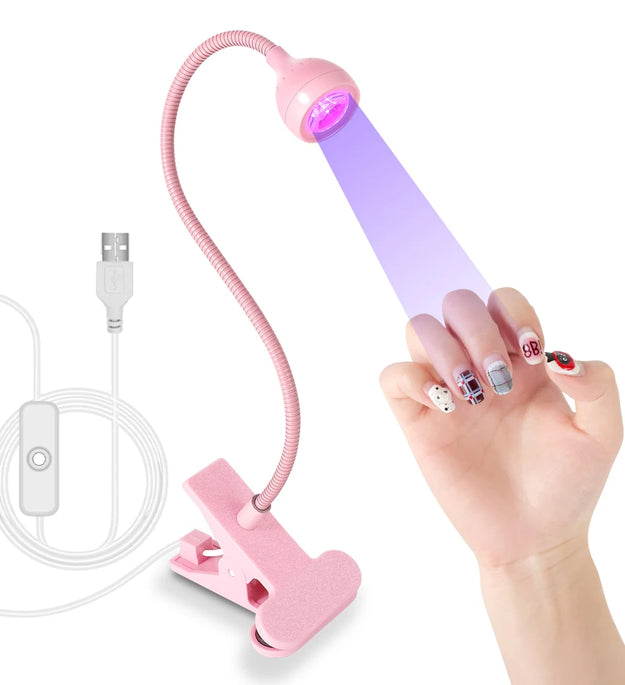 Nail LED UV Lamp for Drying Gel Nails Polish Clip-On Flexible Desk Mini Portable USB Nail Lamp UV Light Dryer for Manicure Salon