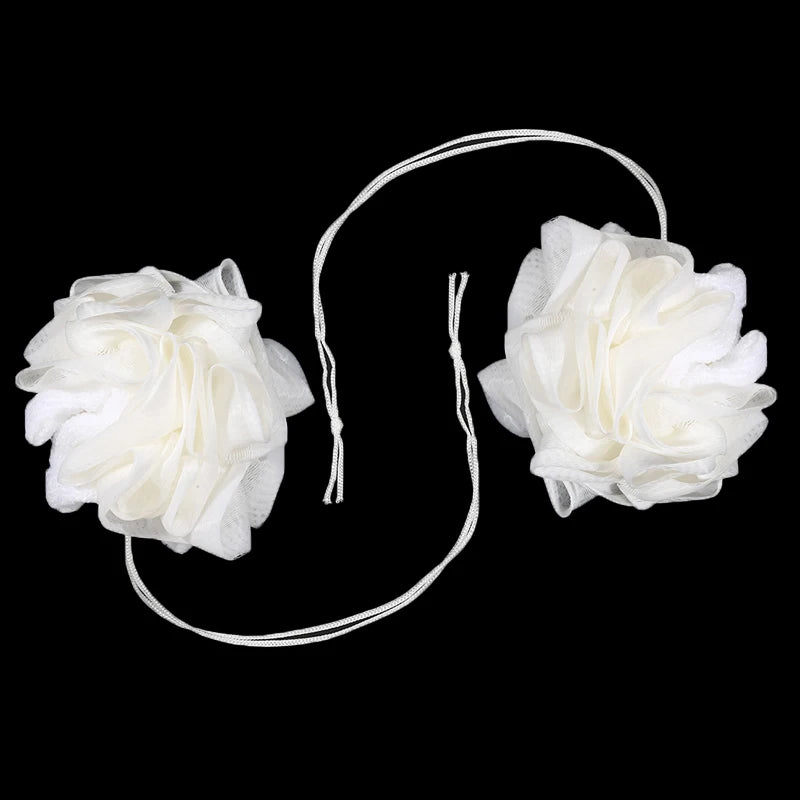 2-In-1 Bath Ball Towel Loofah With Drawstring Closure For Soap Soft Exfoliating Mesh Shower Sponge Skin Care Bathing Tool