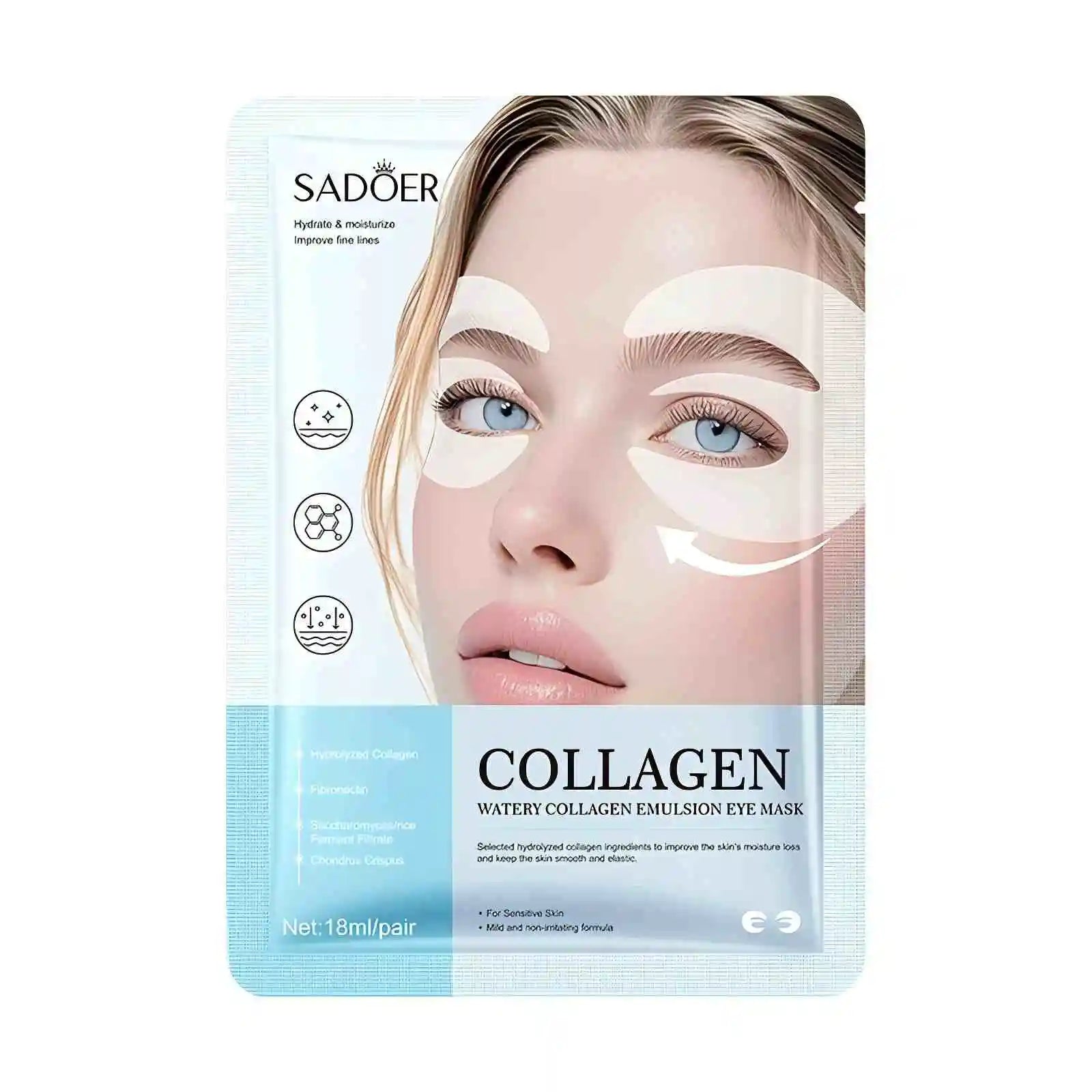 10 Pack Hydrogel Collagen Eye Mask - Intense Hydration for Glowing Skin, Firming & Smoothing Fine Lines, All Skin Types