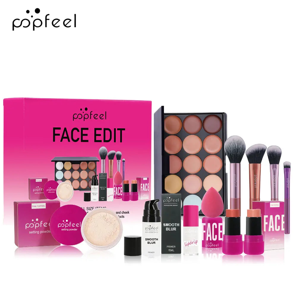 POPFEEL Valentine's Day and Holiday Makeup Gift Set - All-in-One 11-Piece Makeup Kit for Girls and Women, Featuring Concealer