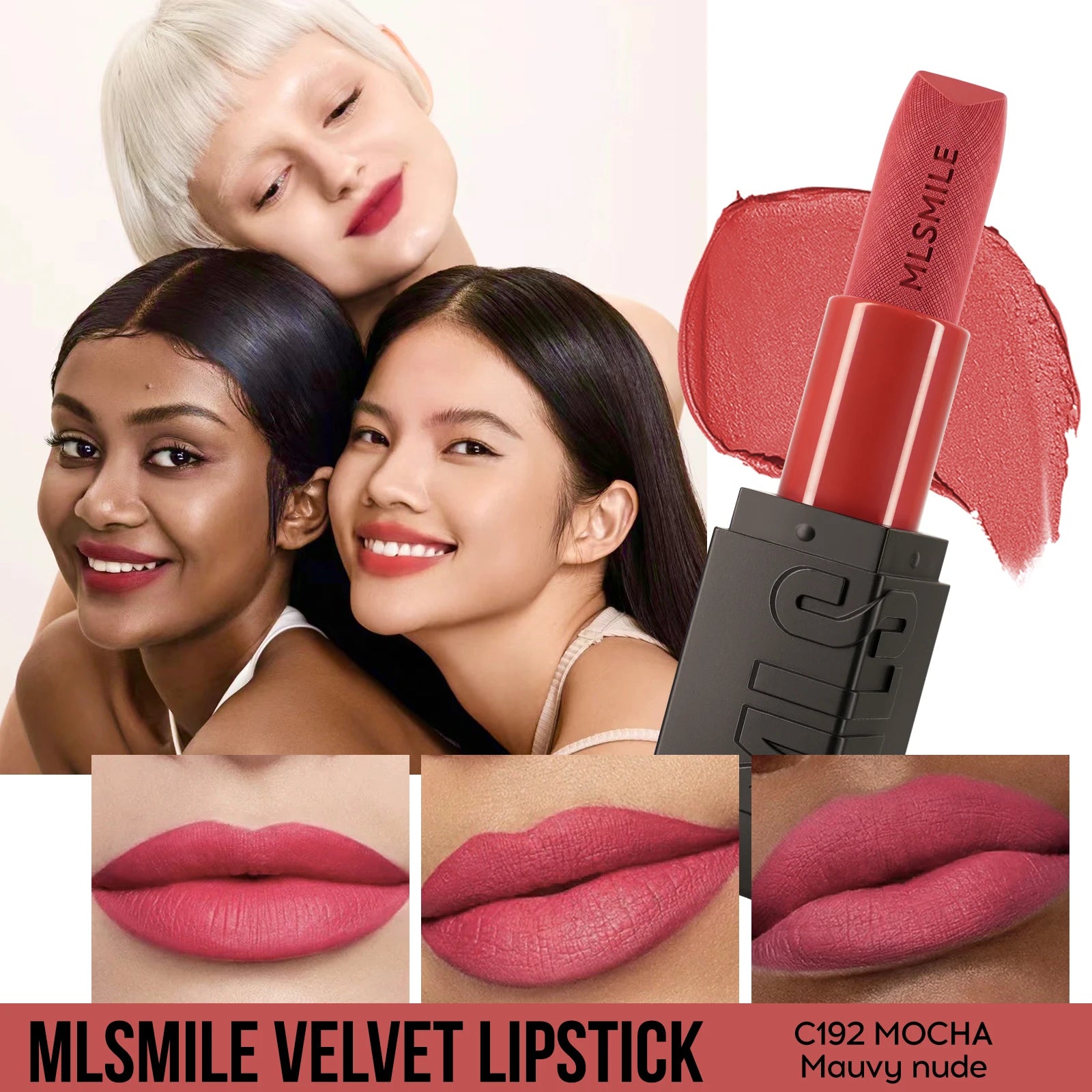 6-Color Embossed Matte Lipstick, Easy to Apply, Moisturizing and Natural Finish Long-Lasting Smooth Texture for Soft and Elegant