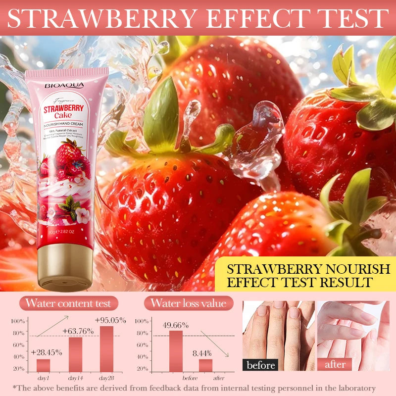 BIOAOUA Strawberry Cake Nourishing Hand Cream Deep Hydration Moisturizing Remove chapping Hand Cream Beauty Skincare