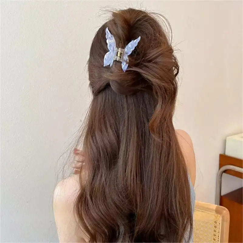 Super Fairy Three-Dimensional Butterfly Half-Tied Hair Back Of The Head Acetate Clip Hair Accessories For Women - BlissFully