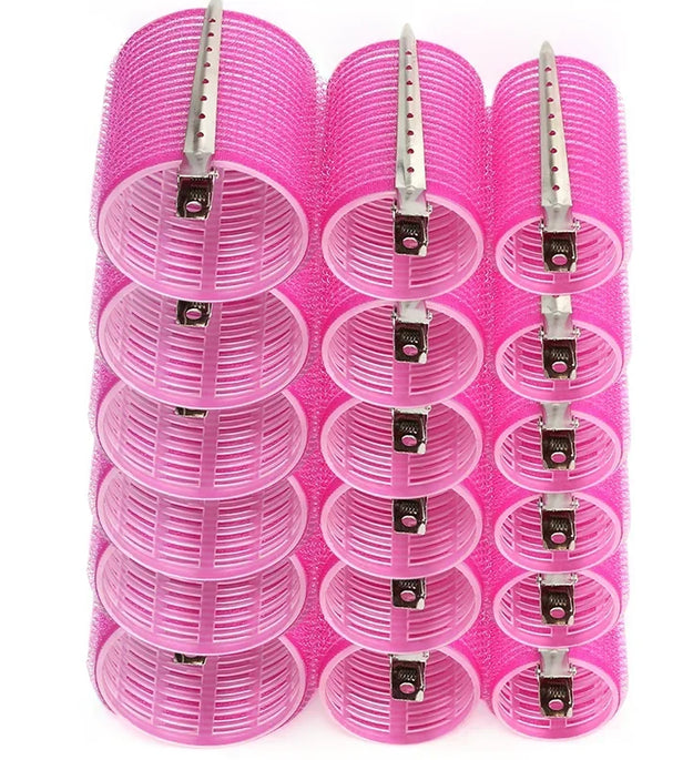 28pcs/Set Hair Roller Sets 18pcs Plastic Self Grip Hair Curlers 3 Sizes Hair Rollers 10pcs Metal Clips DIY Hairdressing Tools