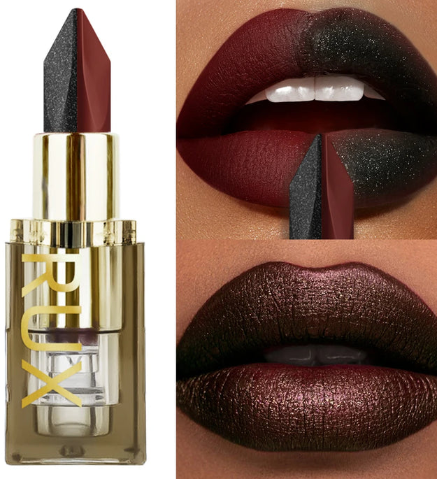 1PC Glitter Waterproof Two-tone Lipstick Matte Non-stick Pearlescent Diamond Lip Tint Red Black Brown Lips Makeup for Women Cosm