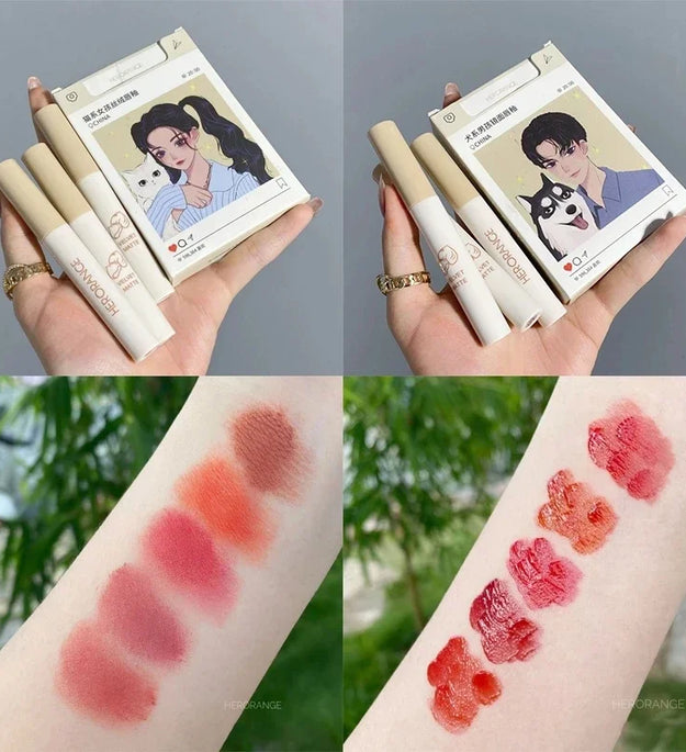 5Pcs Cigarette Lip Gloss Set Matte Red Tint For Lips Makeup Waterproof Water Mirror Lip Glaze Long Lasting Lipstick Kit