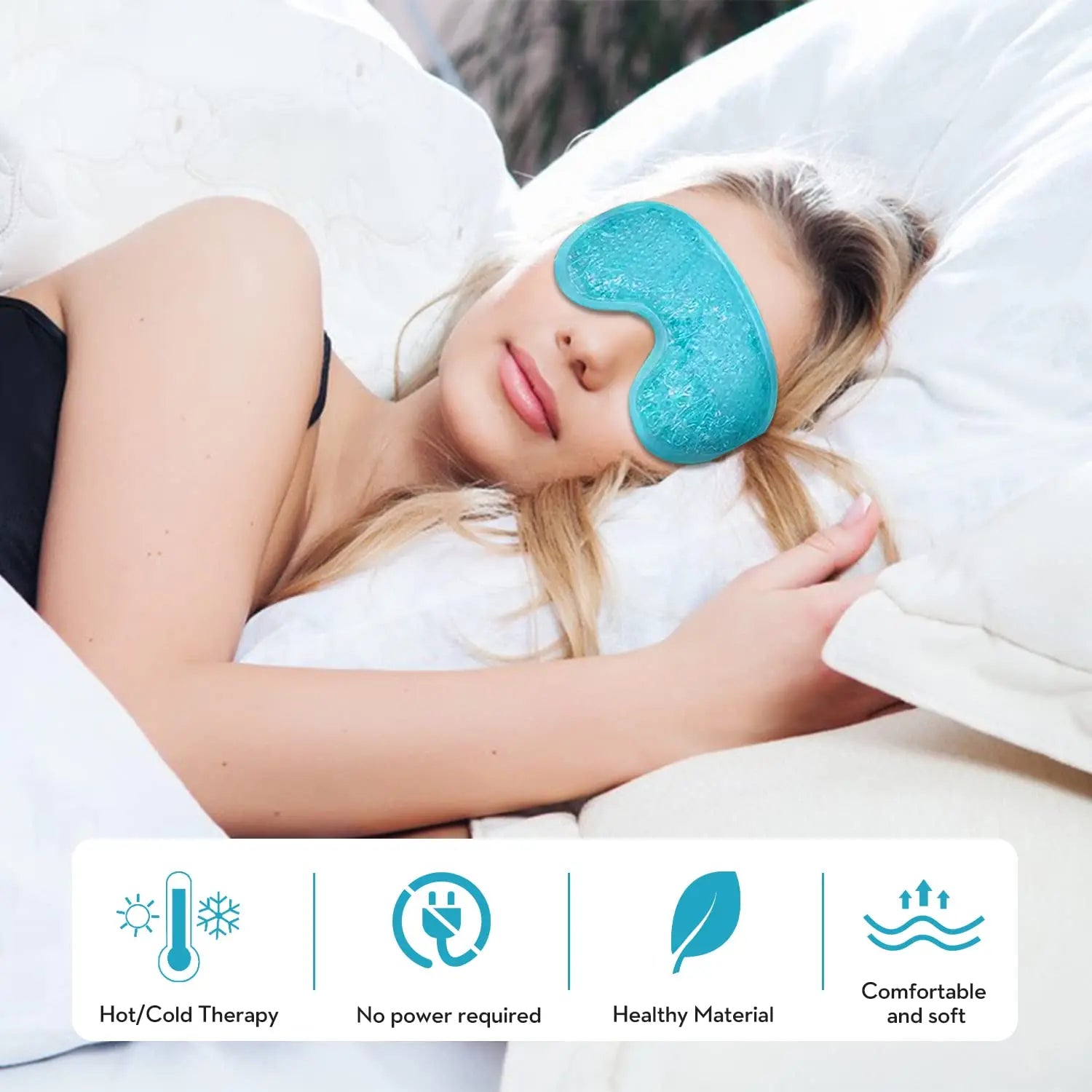 Cooling Eye Mask with Gel Bead Reusable Cold Compress Ice Pack Sleeping Eye Cooling Pads for After Eyelid Surgery Skin Care Tool - BlissFully