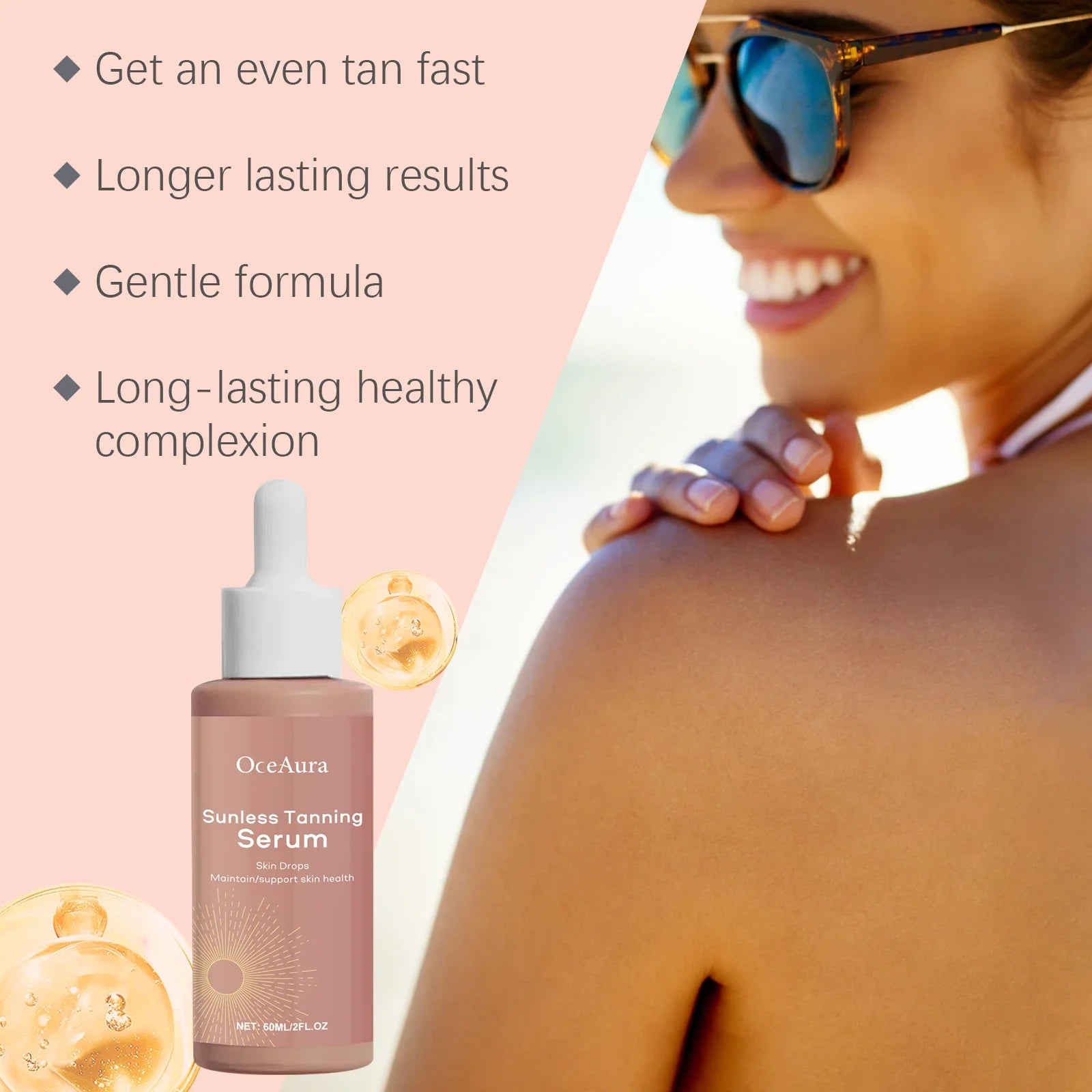 Self Tanning Drops Moisturizing Facial Tan Serum Relieve Dry Rough Prevent Sunburn Shine Brown Body Bronzer Tanning Accelerator - BlissFully