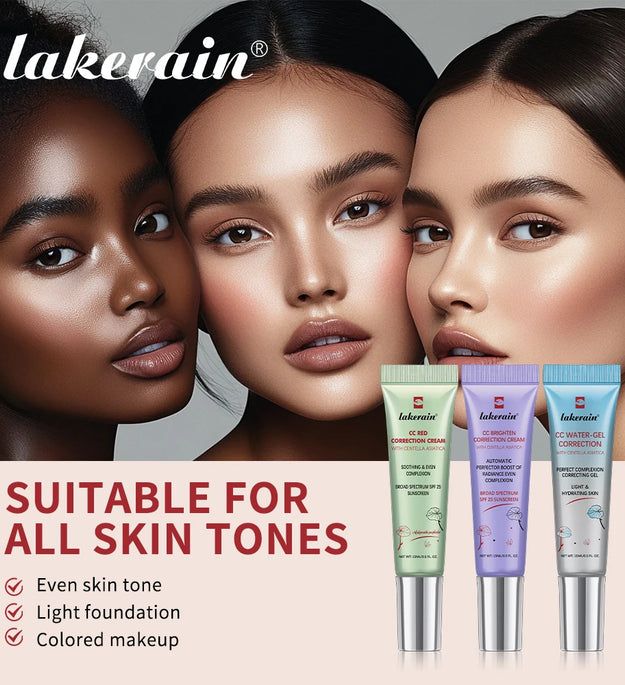 3Colors CC Cream Liquid-Based Full Coverage Cream Waterproof Long-Lasting Correct Redness Foundation erborian Korean Cosmetics