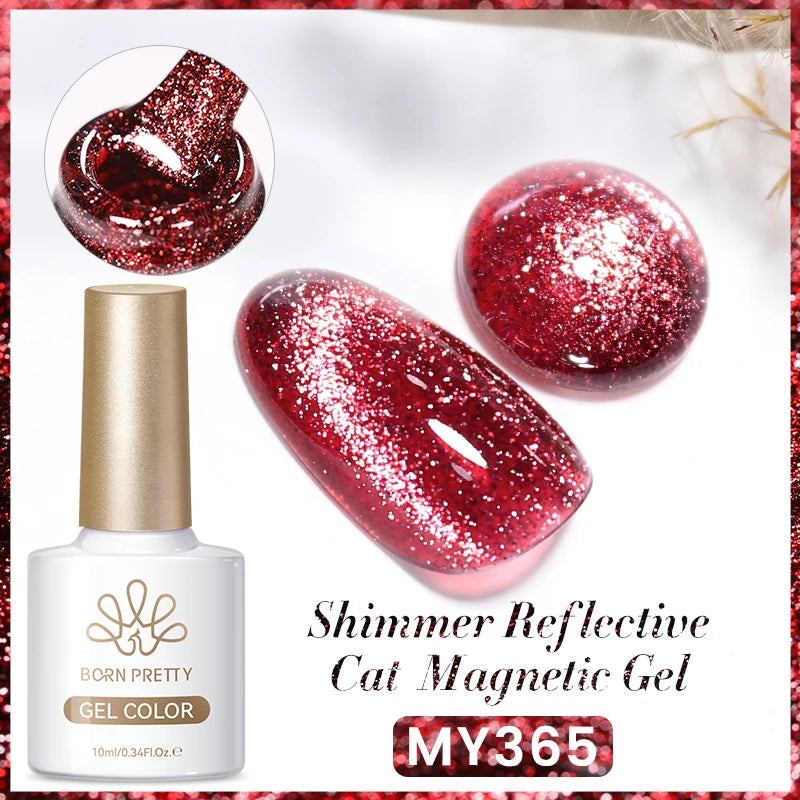 BORN PRETTY 10ml Cat Magnetic Gel Sparkling Ultra Gold Glitter Soak Off UV LED Gel Nail Art Varnish Manicure Valentine's Day