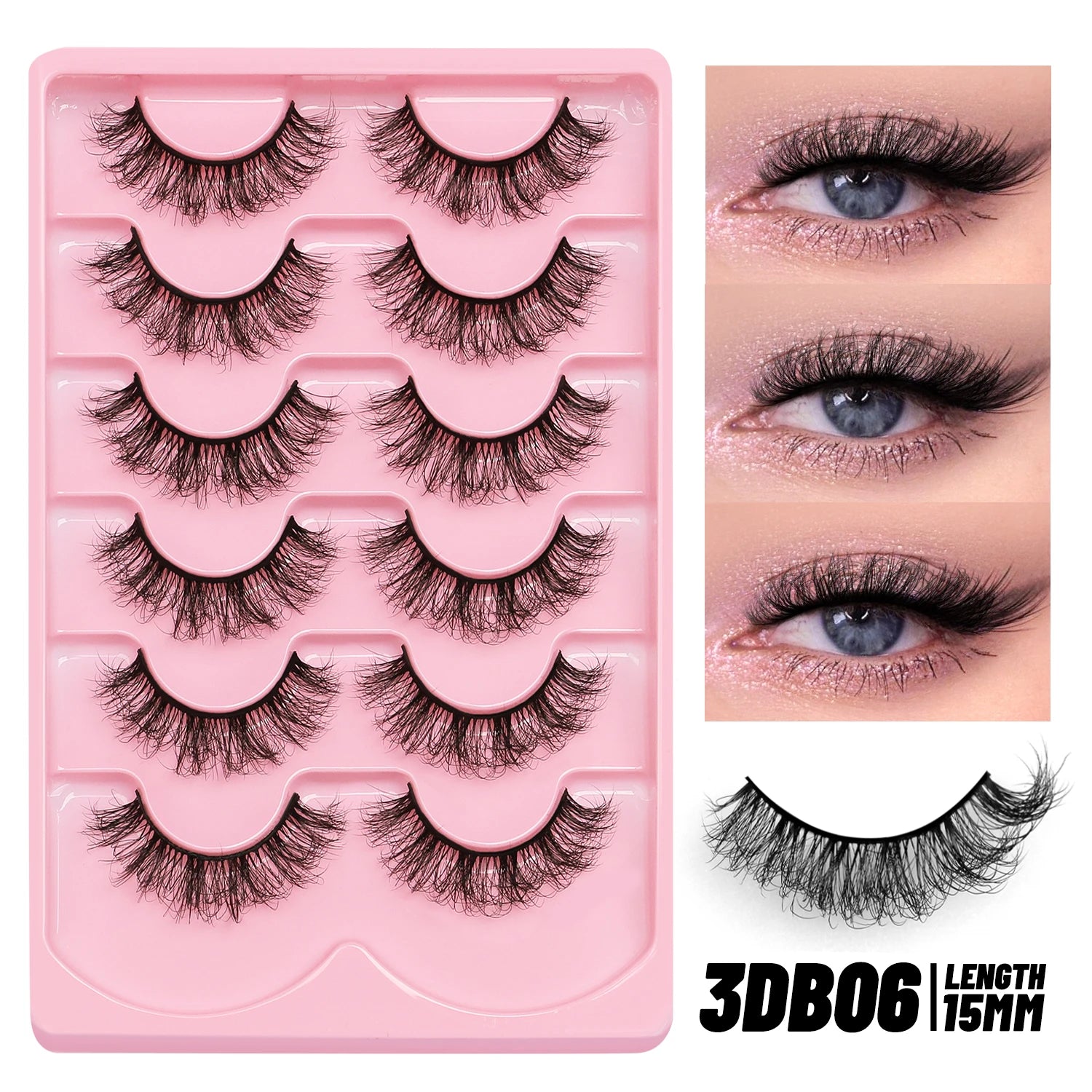 GROINNEYA Fluffy Eyelashes 3D Mink False Lashes Fluffy Soft Cross Manga Lashes Wispy Volume Mink Lashes Dramatic Makeup