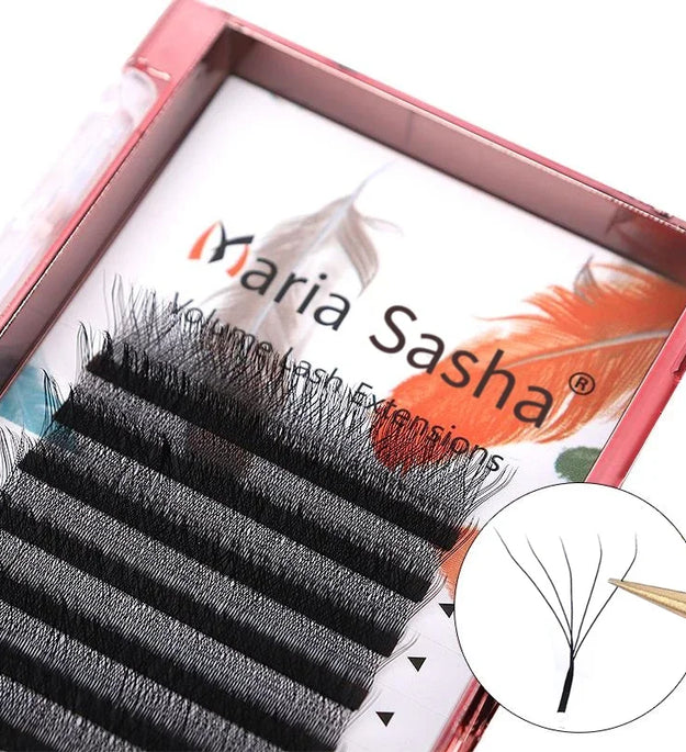 MARIA 5D W Lashes Easy Fan Eyelash Extensions Wholesales Y Premade Volume 12 Rows W Style Natural Soft Private Logo