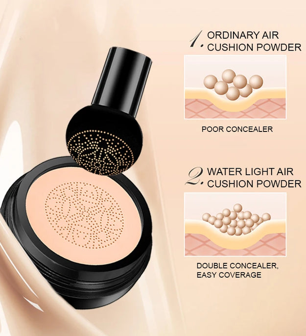 Ocheal BB Cream Air Cushion Compact Make Up Foundation Concealer Cream for Face Cosmetics Makeup Mushroom Head Puff
