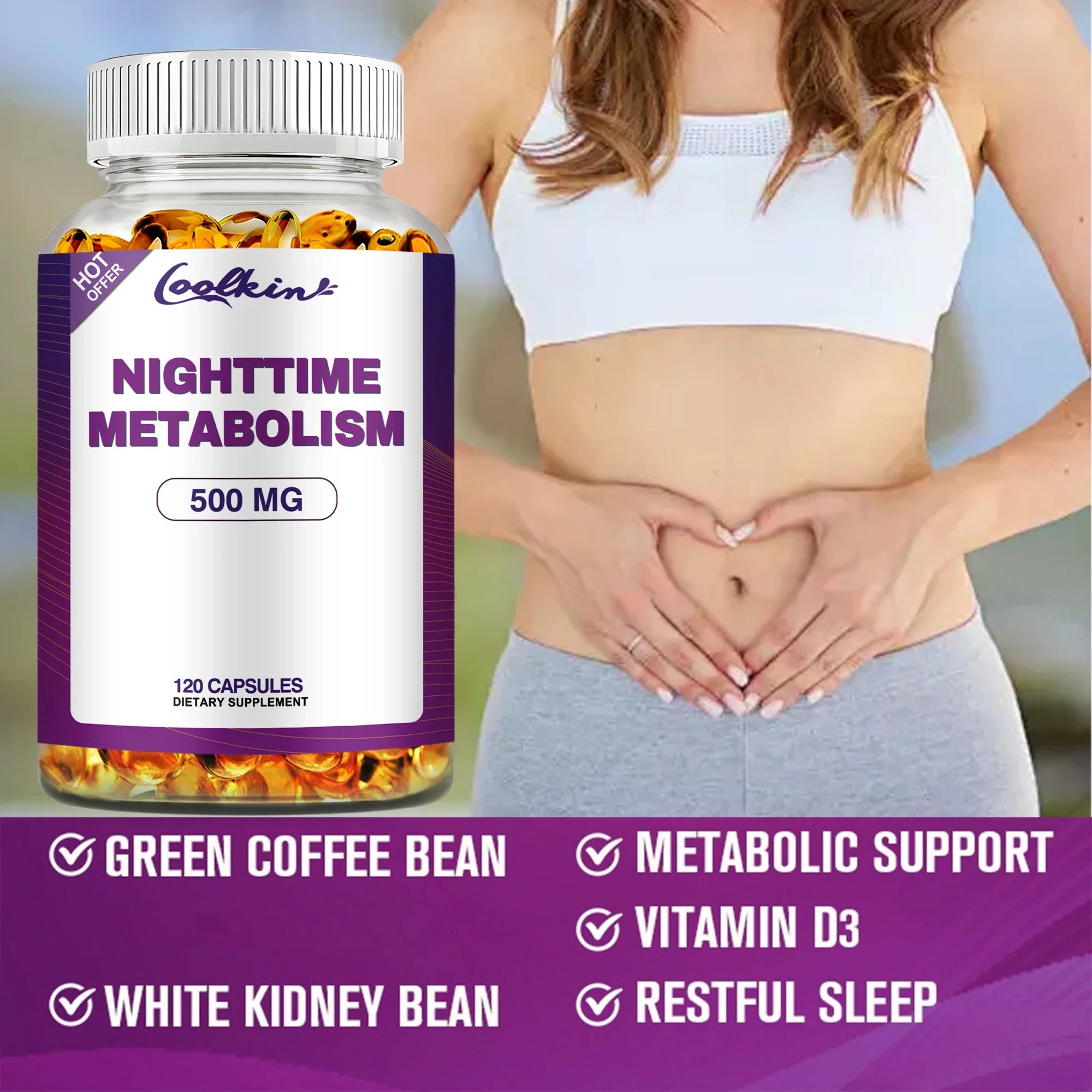 Nighttime Metabolism Capsules - Weight Management,Promote Fat Burning, Accelerate Metabolism - 120 Capsules