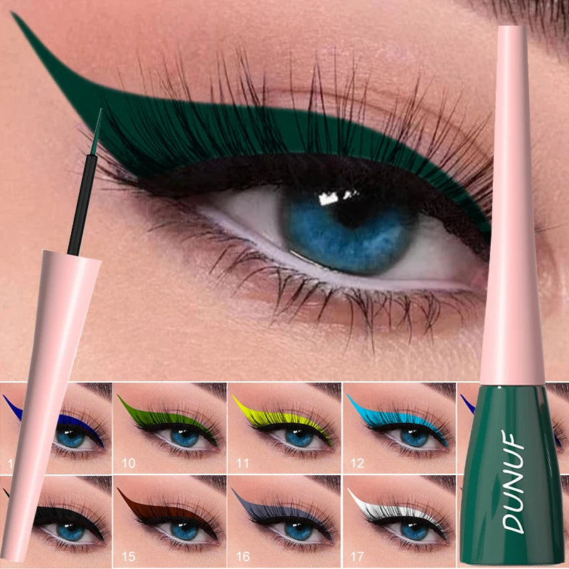 Matte Dark Green Liquid Eyeliner Pencil Waterproof Makeup Colorful Liquid Eye Liner Ultra-thin Long-Lasting Quick-Dry Eye Liner