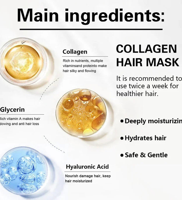 Collagen Hair Care Deep Repair Conditioning Moroccan Argan Oil Hair Mask EssenceFor Dry Damaged Hair Repair Revitalize Hair Care