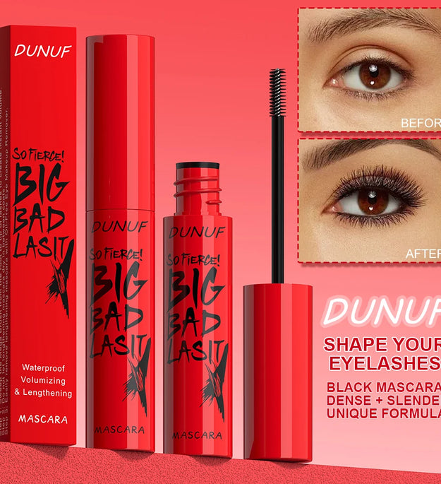 DUNUF 1 Pcs Long Lasting Mascara Thin Thick Waterproof Curl does not Easily Stain Sweat-proof and Non-smudging Beginner Friendly