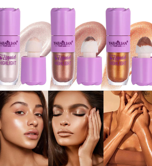 3 Color Face Liquid Highlighter Bronzer Contouring Highlight Fluid Makeup Face Shimmer Shine High Lighter Iluminador Maquillaje