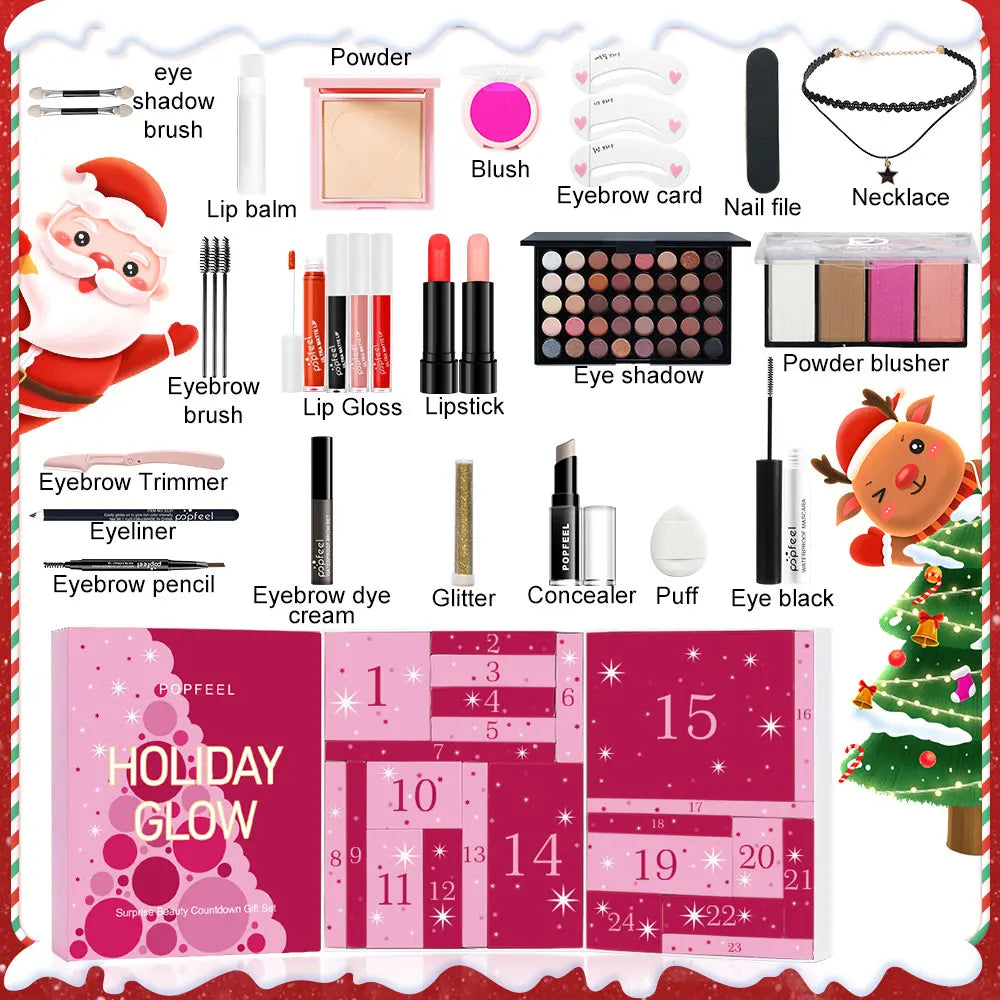 POPFEEL 24-Piece Christmas Surprise Countdown Gift Box Set - Perfect for Gifting Makeup, Accessories, and Mystery Boxes for Moms