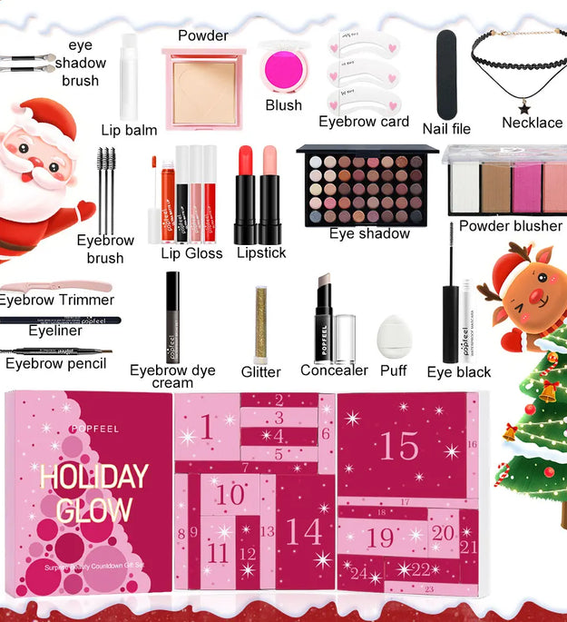 POPFEEL 24-Piece Christmas Surprise Countdown Gift Box Set - Perfect for Gifting Makeup, Accessories, and Mystery Boxes for Moms