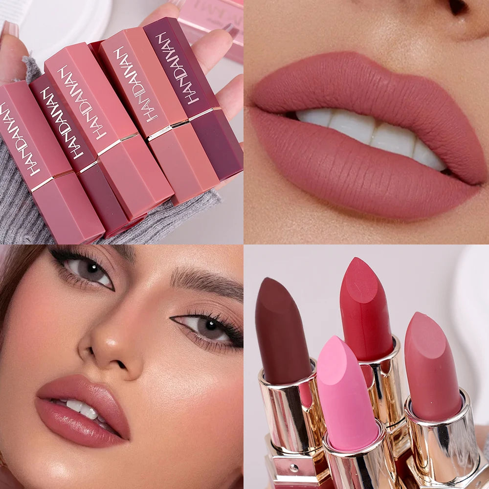 6colors Nude Velvet Lipsticks Waterproof Long Lasting Moisturize Lips Stick Not Fade Sexy Matte Lipstick Lip Gloss Women Makeup