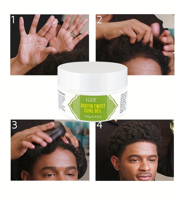 GZE Biotin Twist Curl Gel Hair Growth - Hydrating Styling Gel with Biotin for Stronger, Healthier Hair - Defines Curls