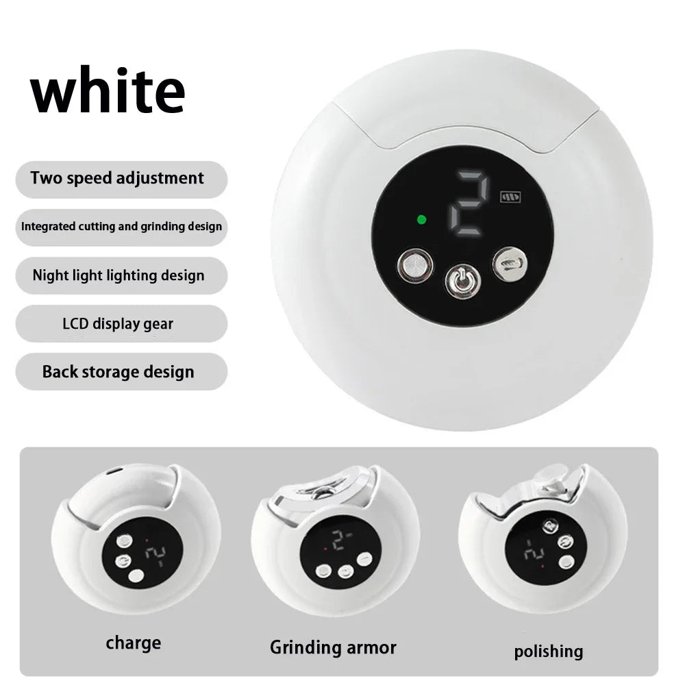 New Upgrade 3 in 1 Electric Nail Clipper with LED Light Automatic Trimmer for Baby Adult Nails Cutting Polishing Manicure